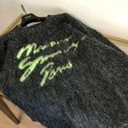 Grey Mohair Graphic Crewneck - Men's