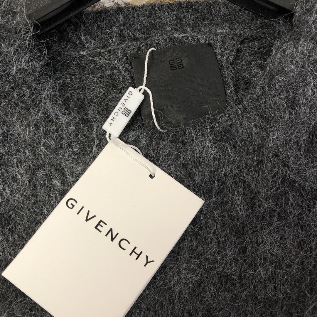 Grey Mohair Graphic Crewneck - Men's
