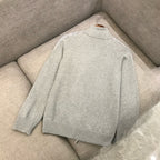 Grey Wool Plain Zip-Through - Men's