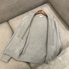 Grey Wool Plain Zip-Through - Men's