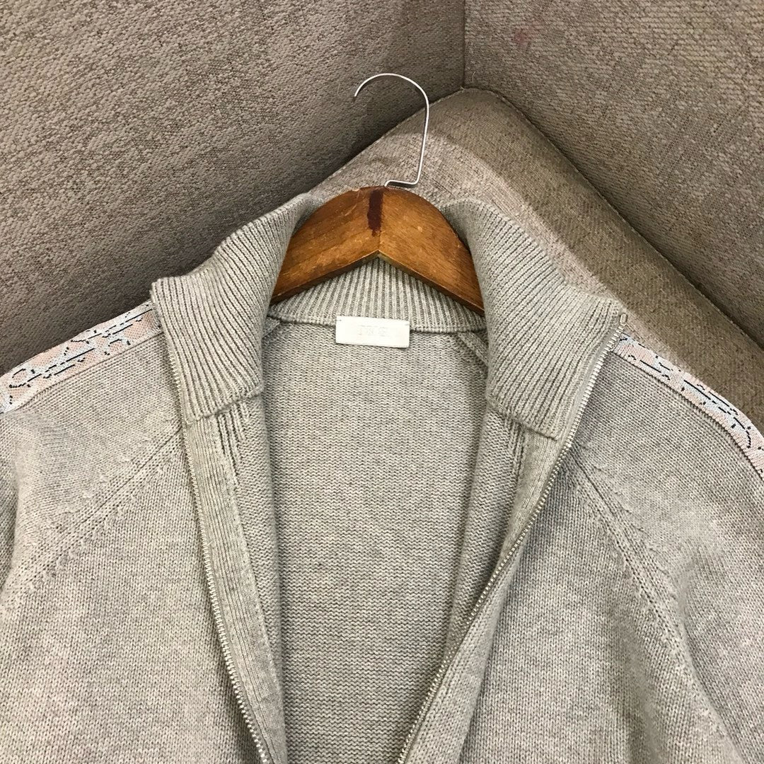 Grey Wool Plain Zip-Through - Men's
