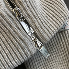 Grey Wool Plain Zip-Through - Men's