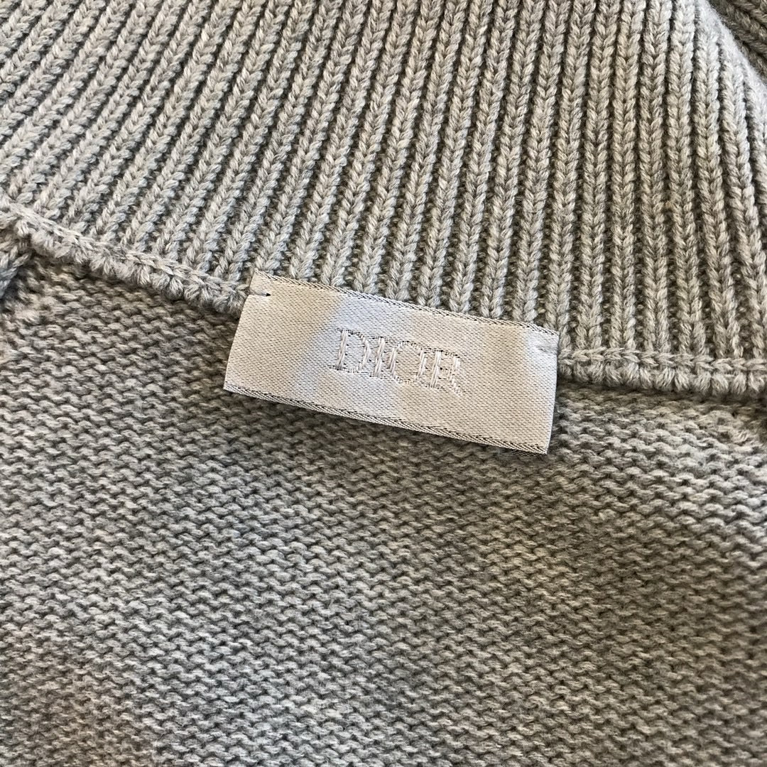 Grey Wool Plain Zip-Through - Men's