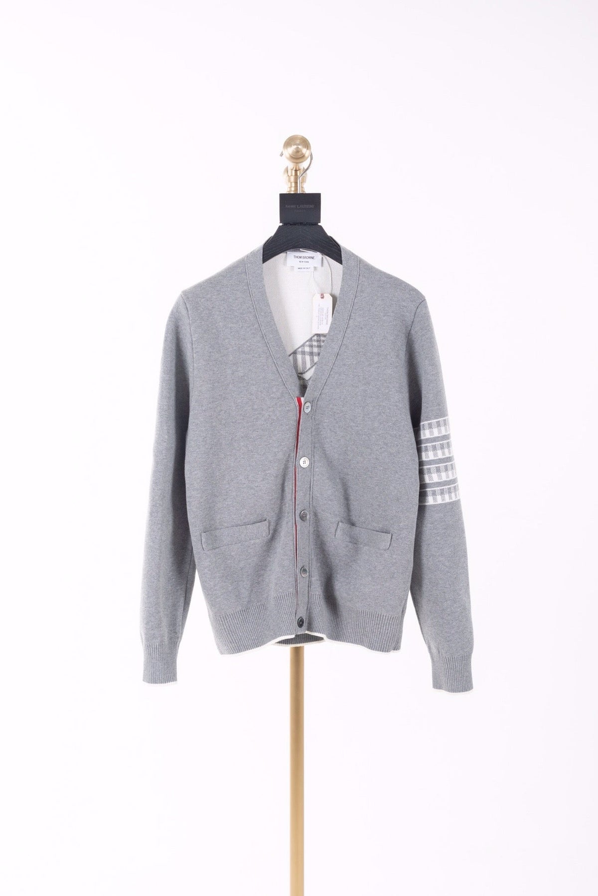 Grey Wool Plain Cardigan - Men's