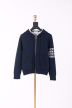 Navy Wool Bar Stripe Zip-Through - Men's