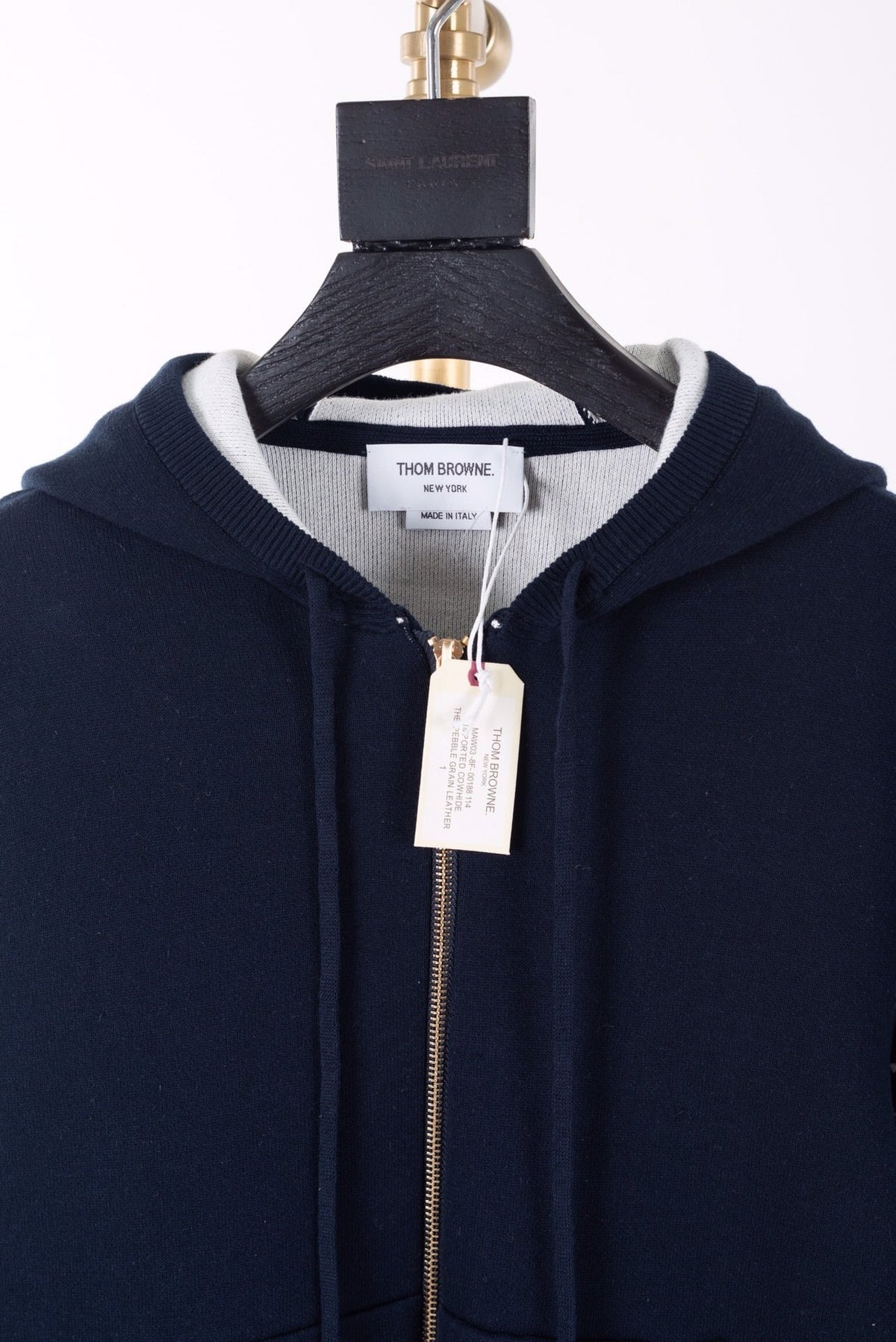 Navy Wool Bar Stripe Zip-Through - Men's
