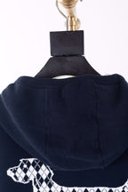 Navy Wool Bar Stripe Zip-Through - Men's