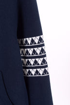 Navy Wool Bar Stripe Zip-Through - Men's