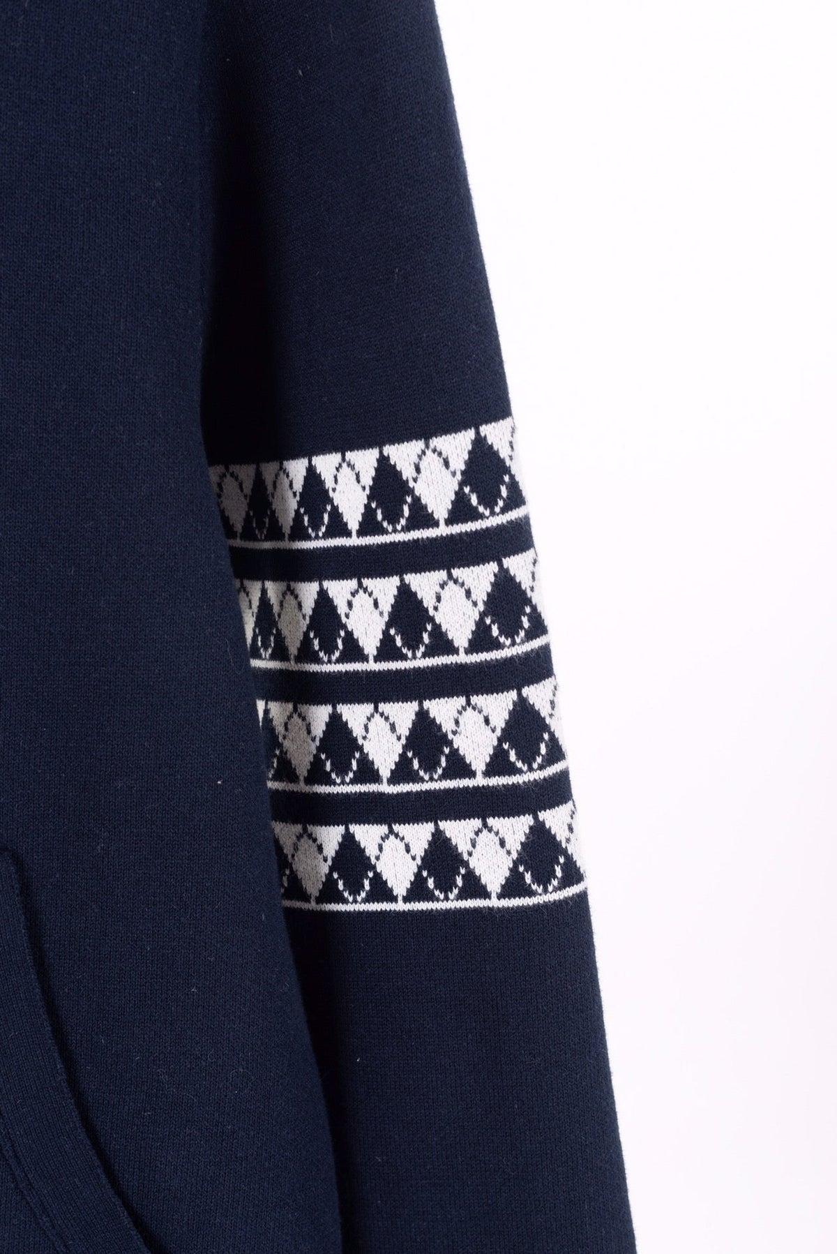 Navy Wool Bar Stripe Zip-Through - Men's