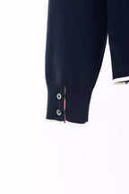 Navy Wool Bar Stripe Zip-Through - Men's