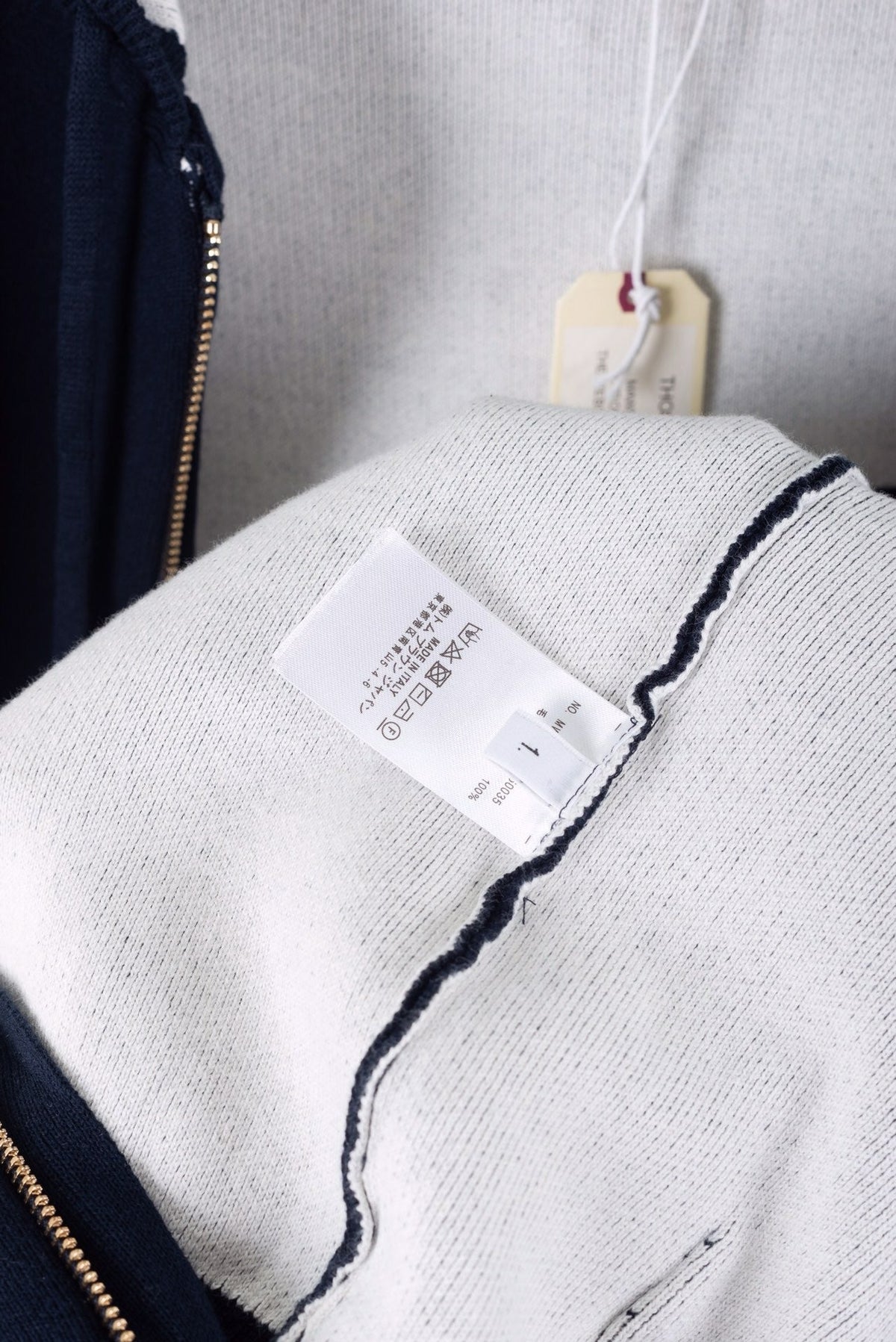 Navy Wool Bar Stripe Zip-Through - Men's