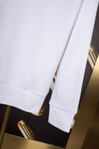 White Wool Striped Placket Cardigan - Men's