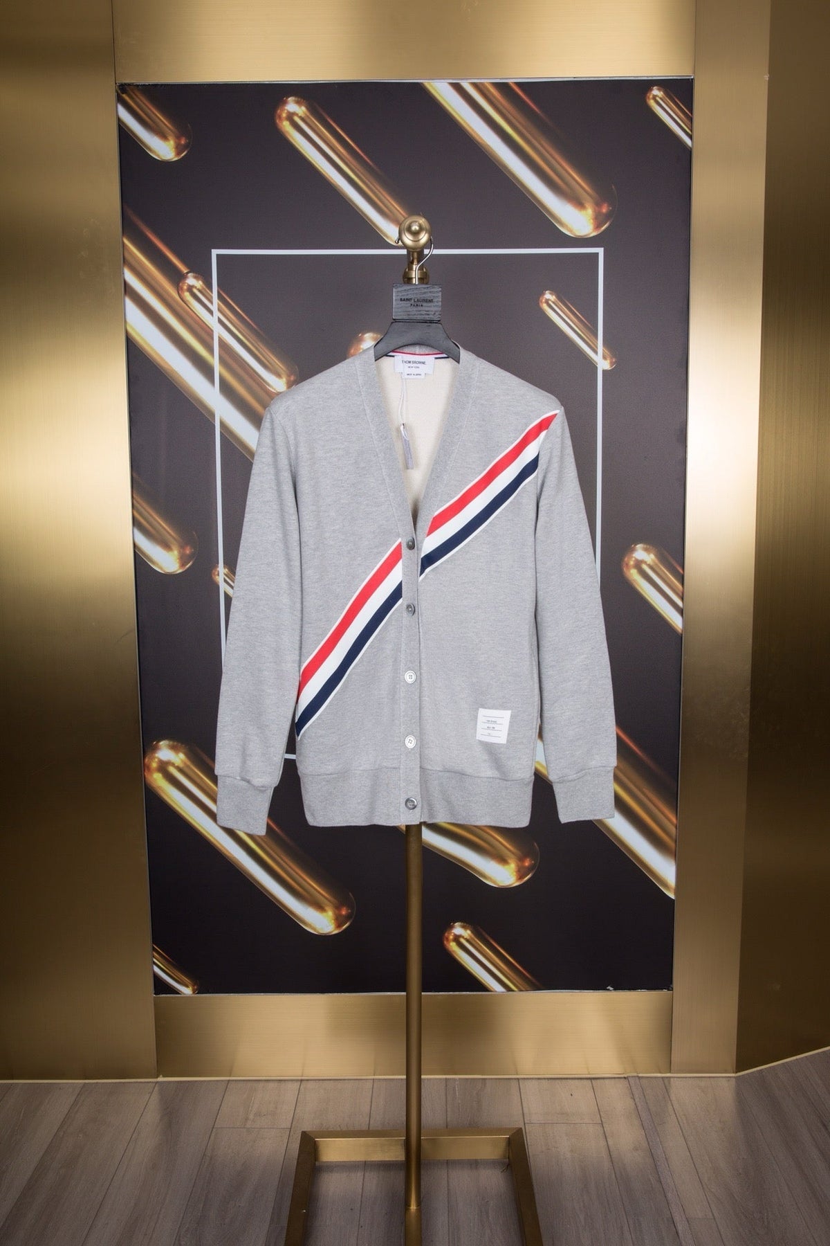 White Wool Striped Placket Cardigan - Men's