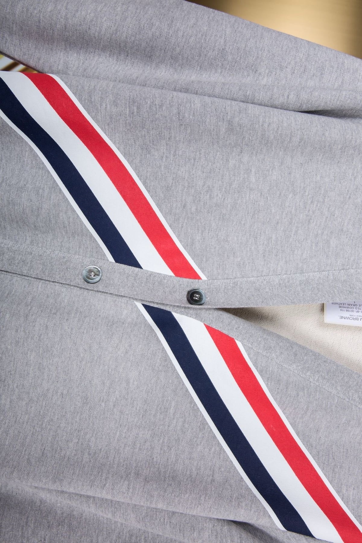 White Wool Striped Placket Cardigan - Men's