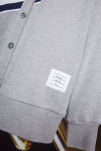 White Wool Striped Placket Cardigan - Men's