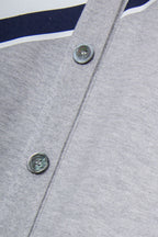 White Wool Striped Placket Cardigan - Men's