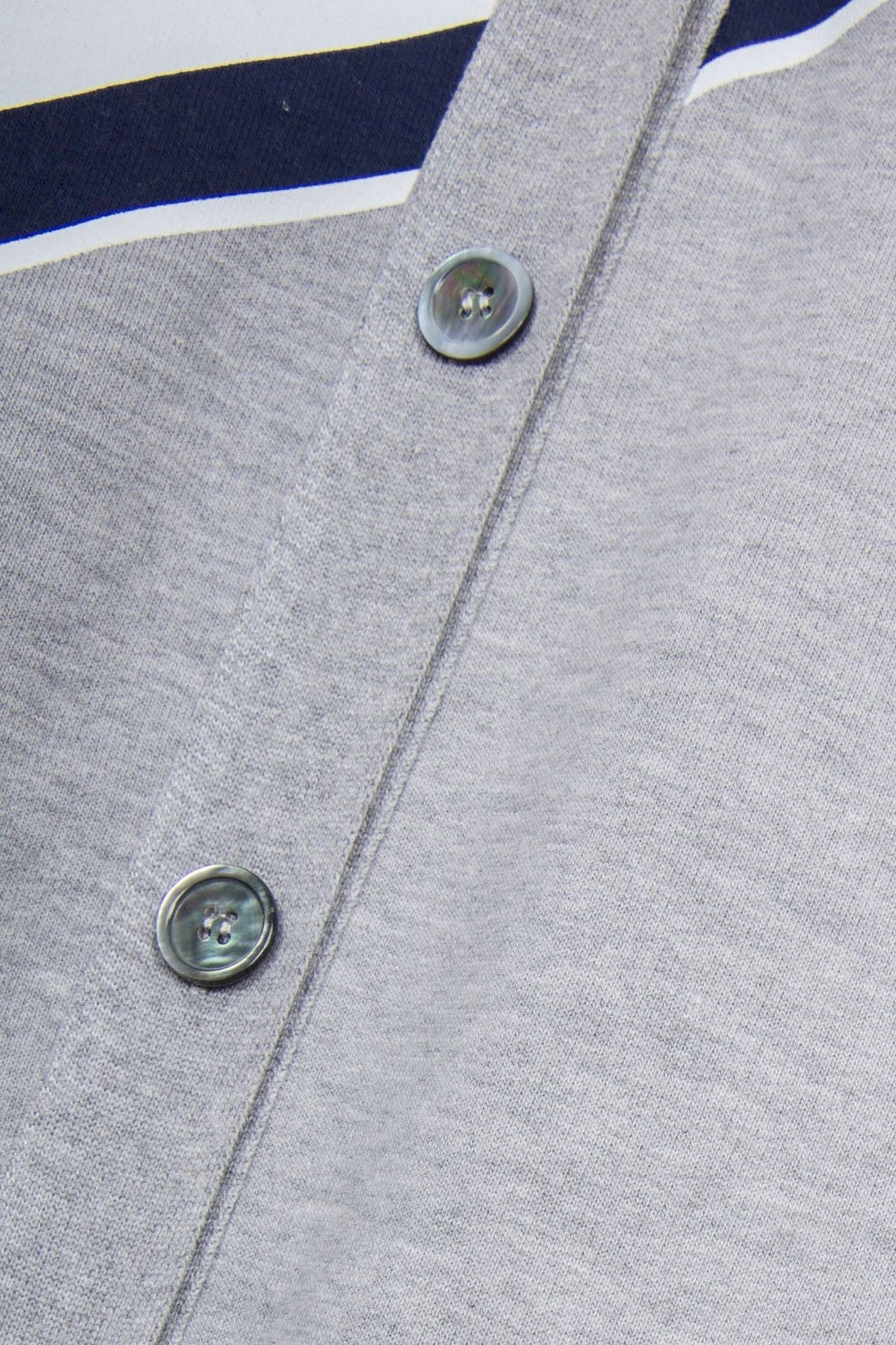 White Wool Striped Placket Cardigan - Men's