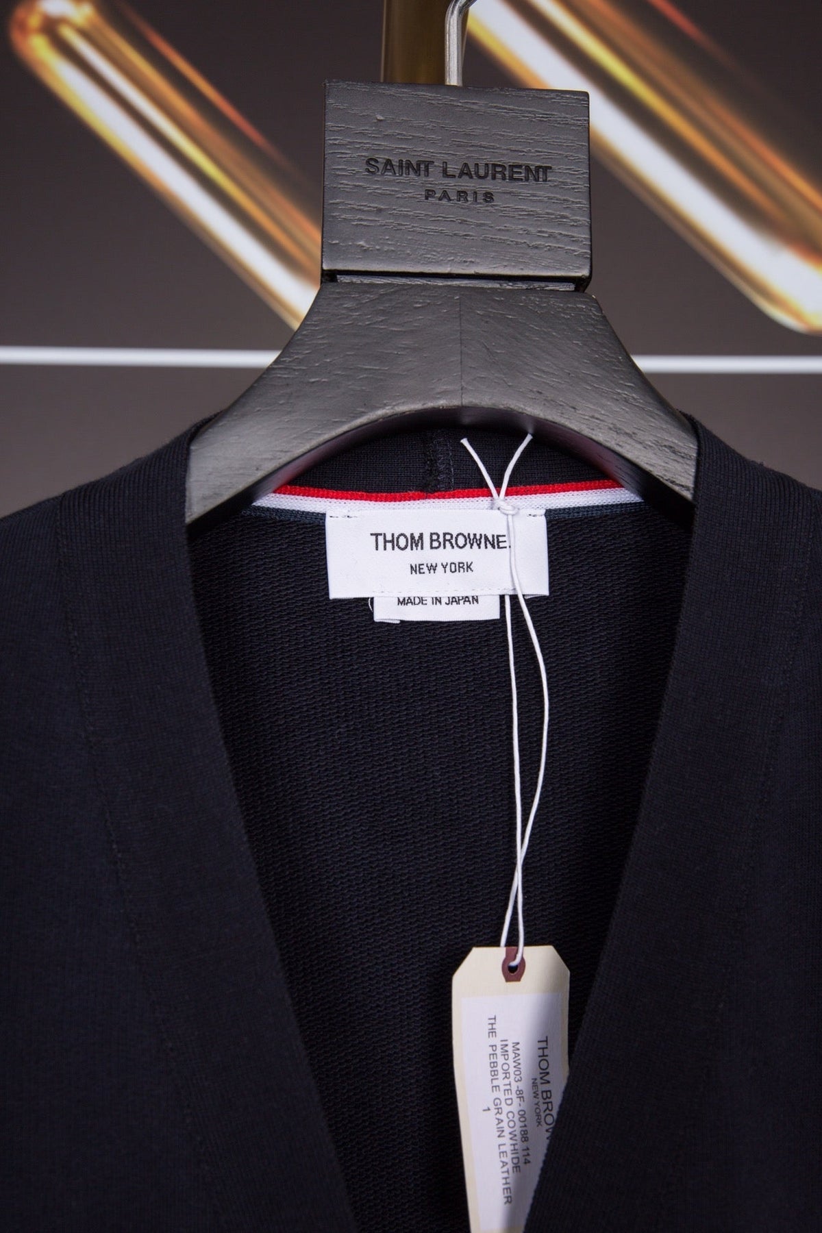 White Wool Striped Placket Cardigan - Men's