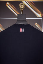 White Wool Striped Placket Cardigan - Men's