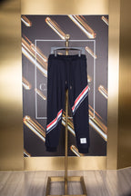 Navy Cotton Striped Straight - Men's