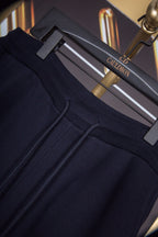 Navy Cotton Striped Straight - Men's