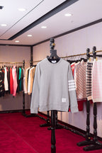 Grey Wool Bar Stripe Crewneck - Men's