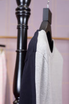Grey Wool Bar Stripe Crewneck - Men's
