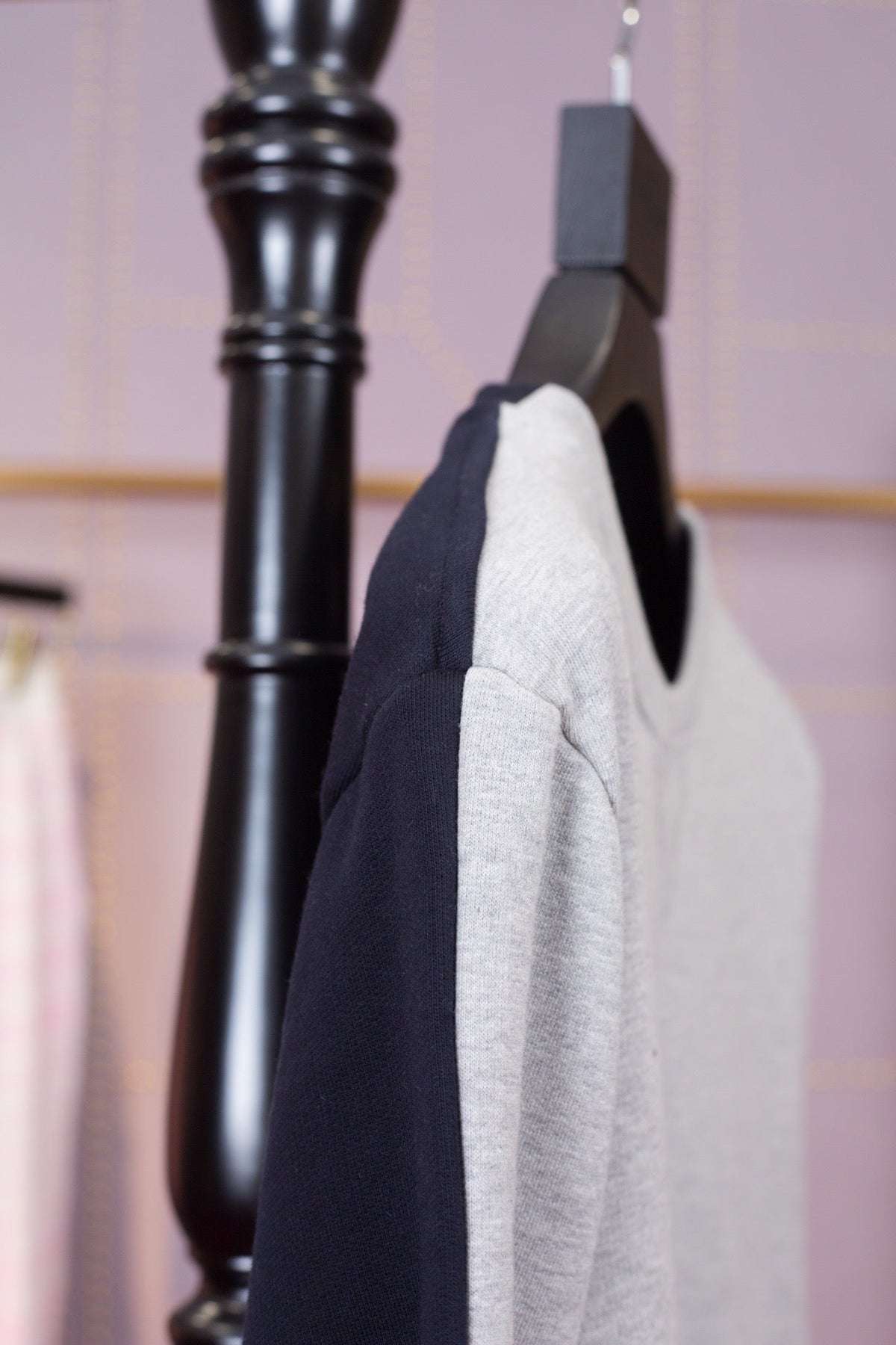 Grey Wool Bar Stripe Crewneck - Men's