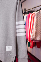 Grey Wool Bar Stripe Crewneck - Men's
