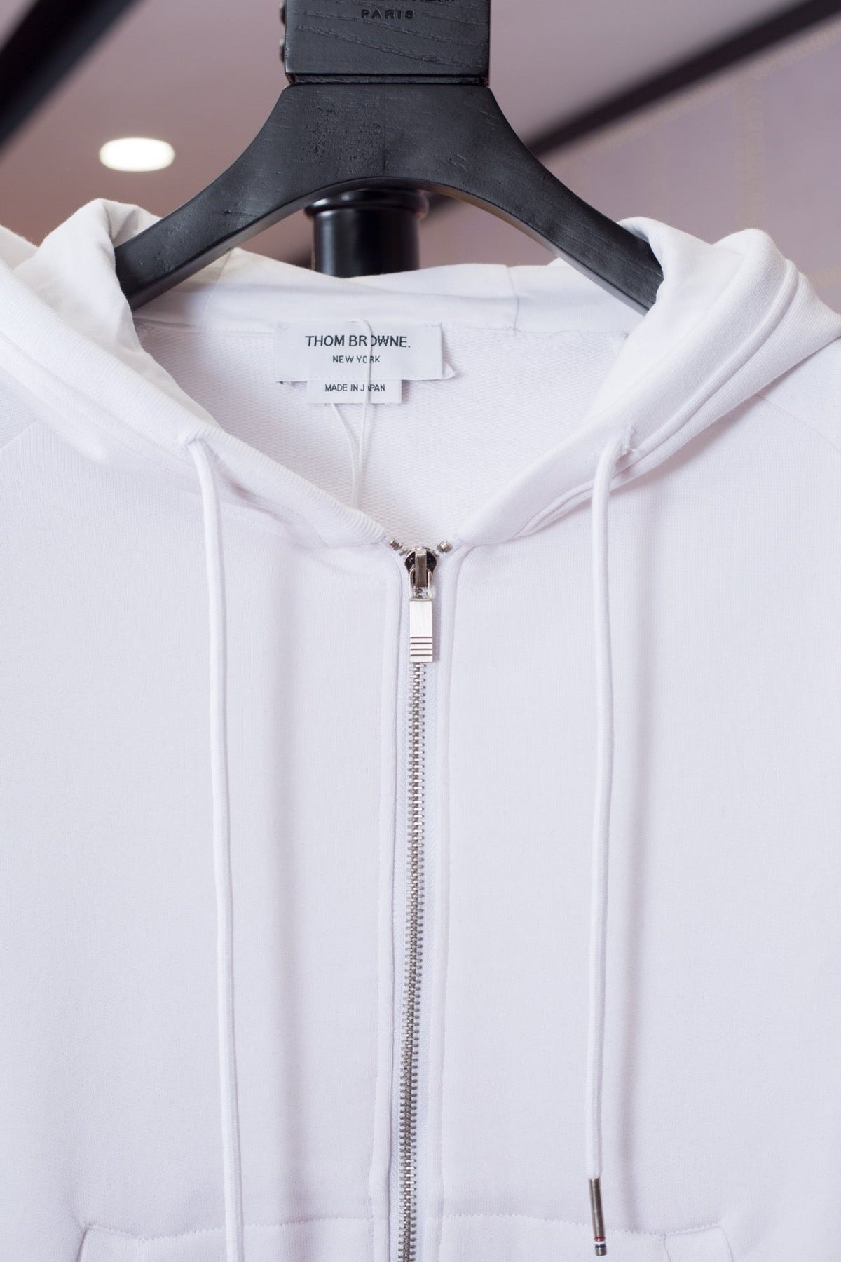 White Cotton Plain Zip-Through - Men's