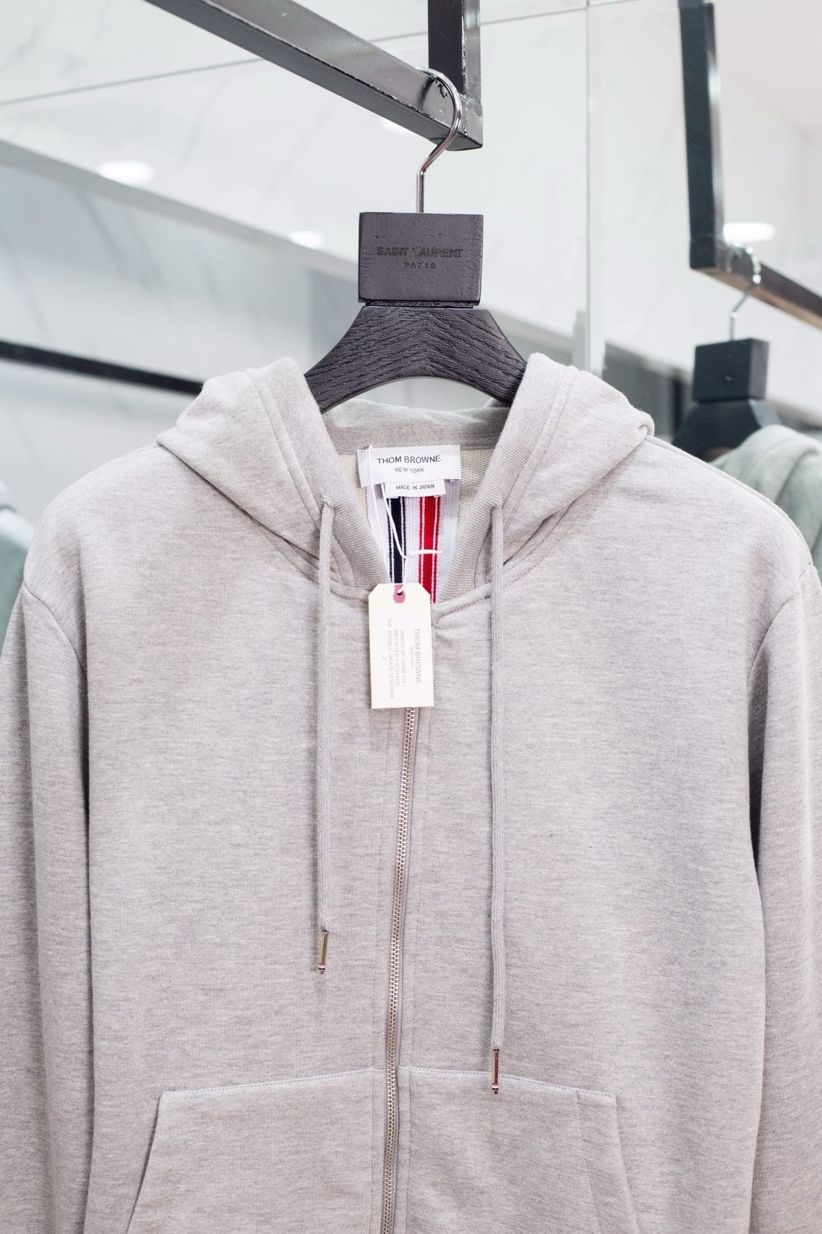 Grey Cotton Striped Sleeve Zip-Through - Men's