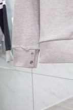 Grey Cotton Striped Sleeve Zip-Through - Men's