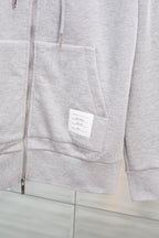 Grey Cotton Striped Sleeve Zip-Through - Men's