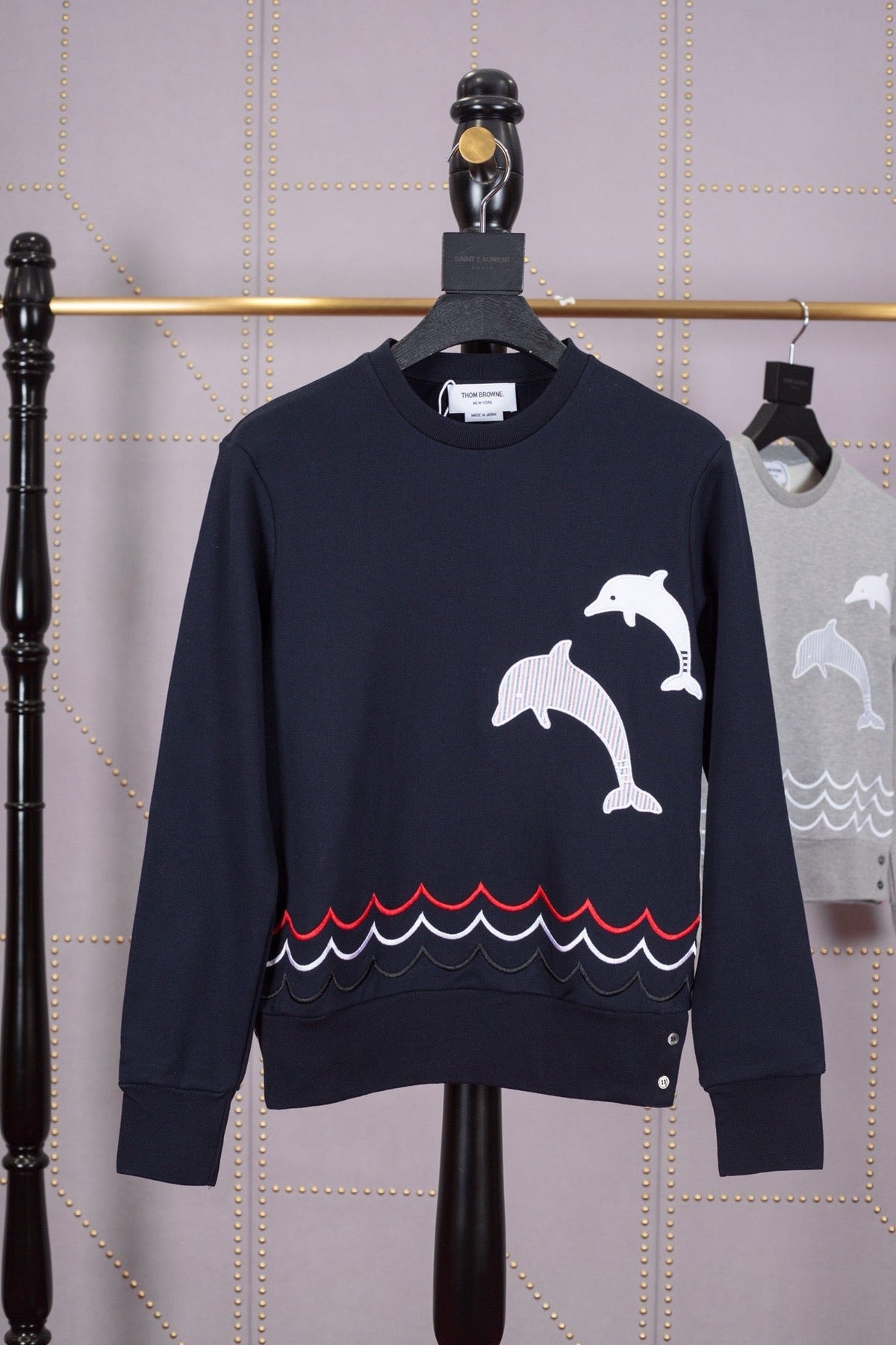 Grey Wool Intarsia Crewneck - Men's