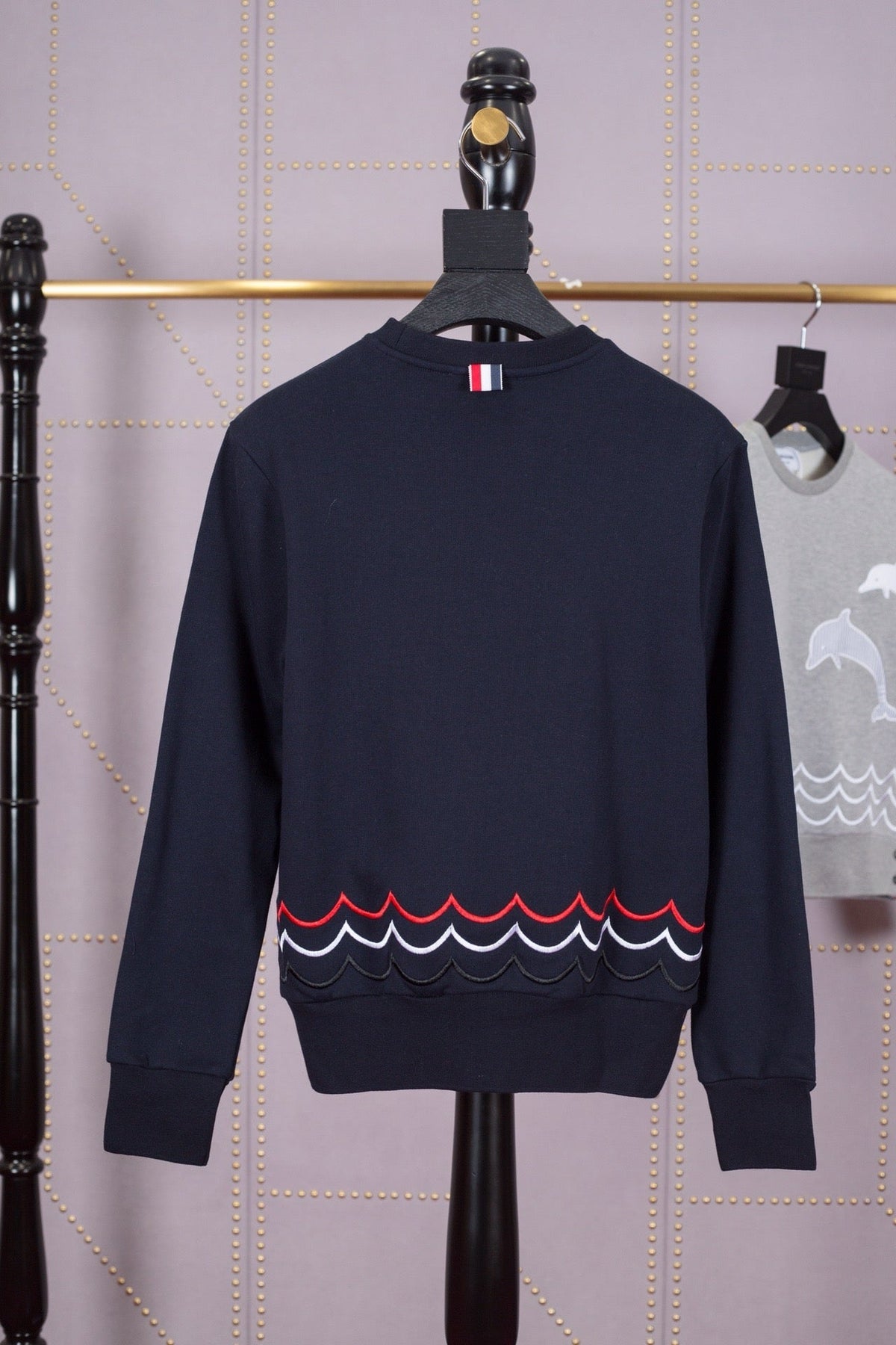 Grey Wool Intarsia Crewneck - Men's