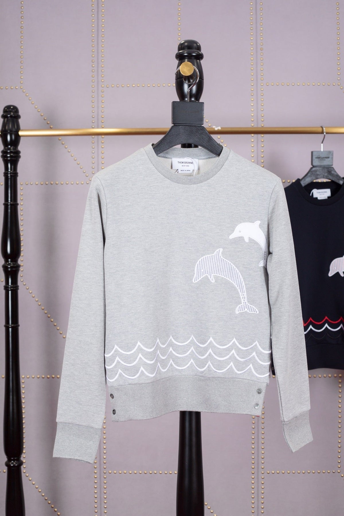 Grey Wool Intarsia Crewneck - Men's