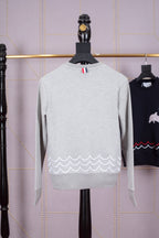 Grey Wool Intarsia Crewneck - Men's