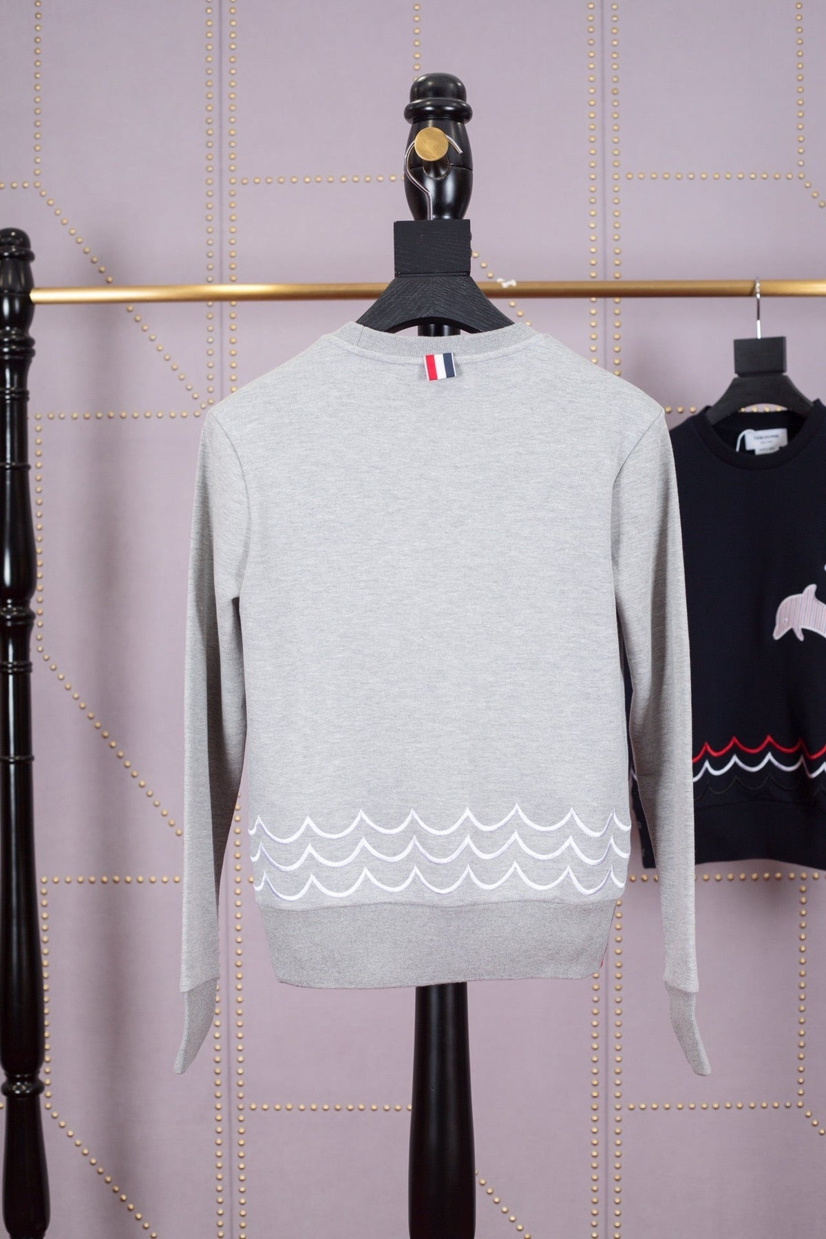 Grey Wool Intarsia Crewneck - Men's