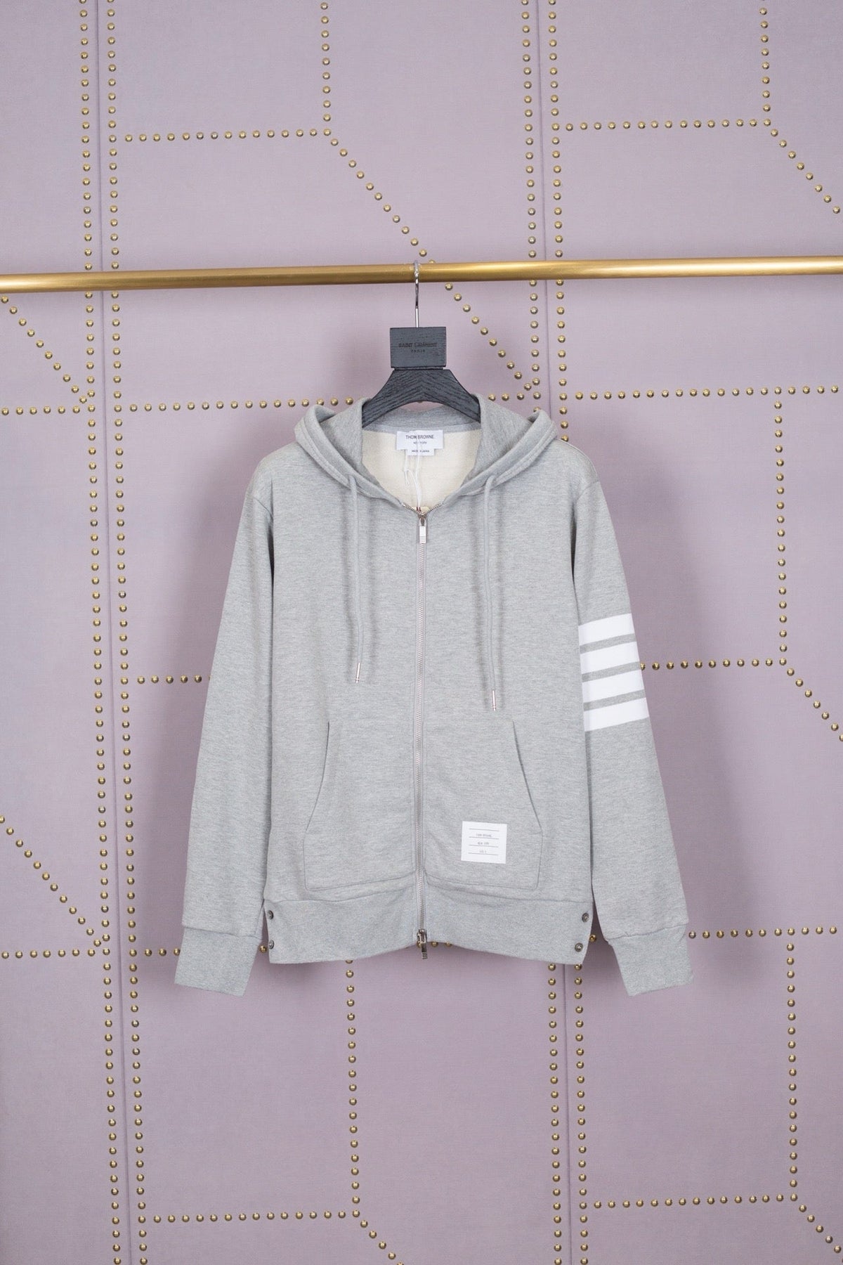Grey Cotton Bar Stripe Zip-Through - Men's
