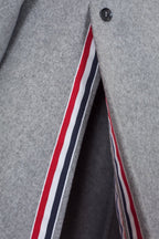 Grey Wool Plain Overcoat - Men's