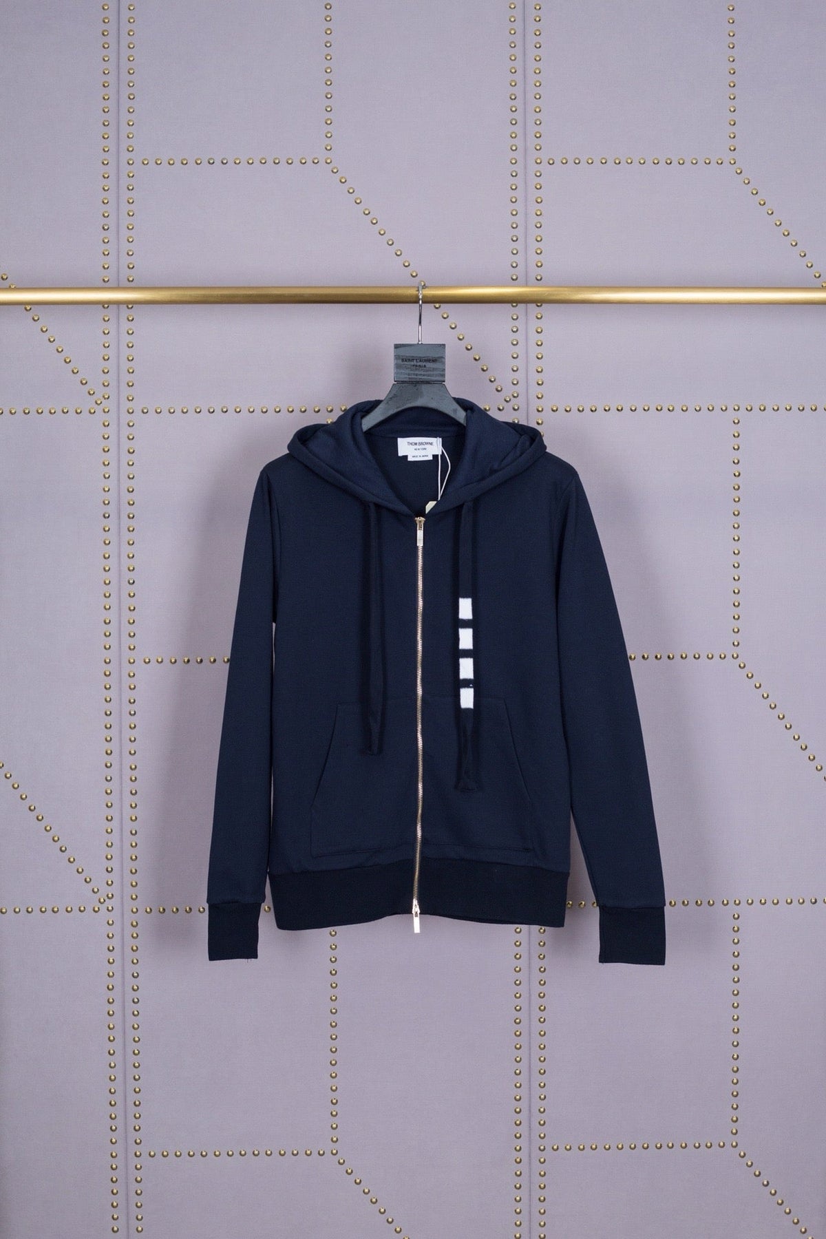 Navy Cotton Bar Stripe Zip-Through - Men's