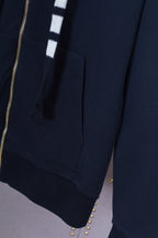 Navy Cotton Bar Stripe Zip-Through - Men's