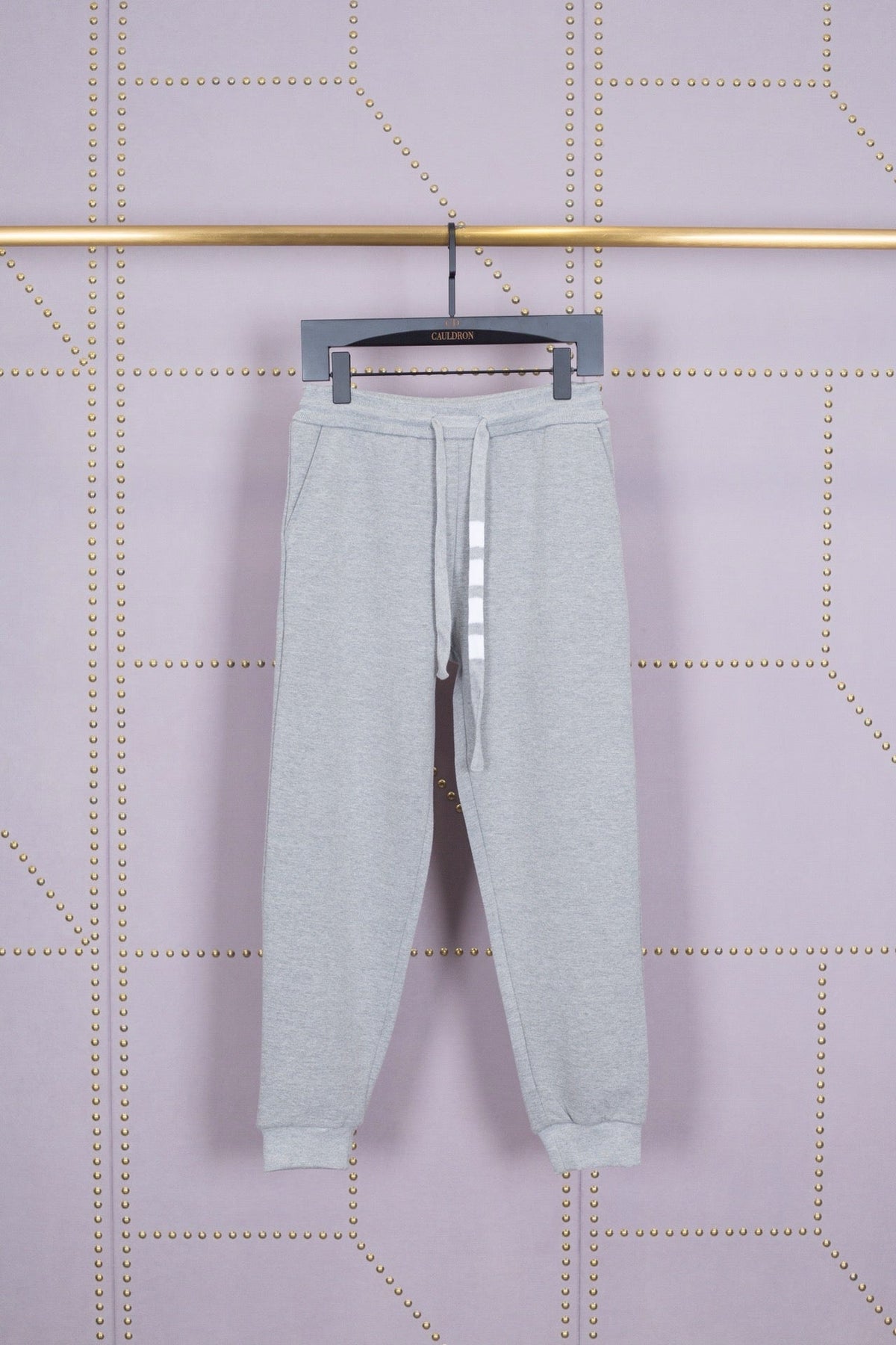 Grey Cotton Plain Joggers - Men's