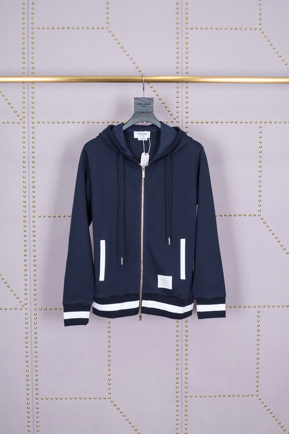 Grey Cotton Plain Zip-Through - Men's