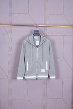 Grey Cotton Plain Zip-Through - Men's