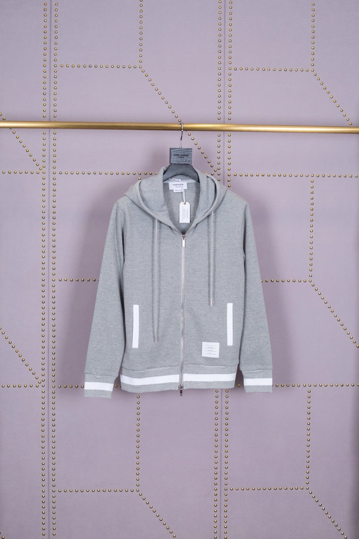 Grey Cotton Plain Zip-Through - Men's