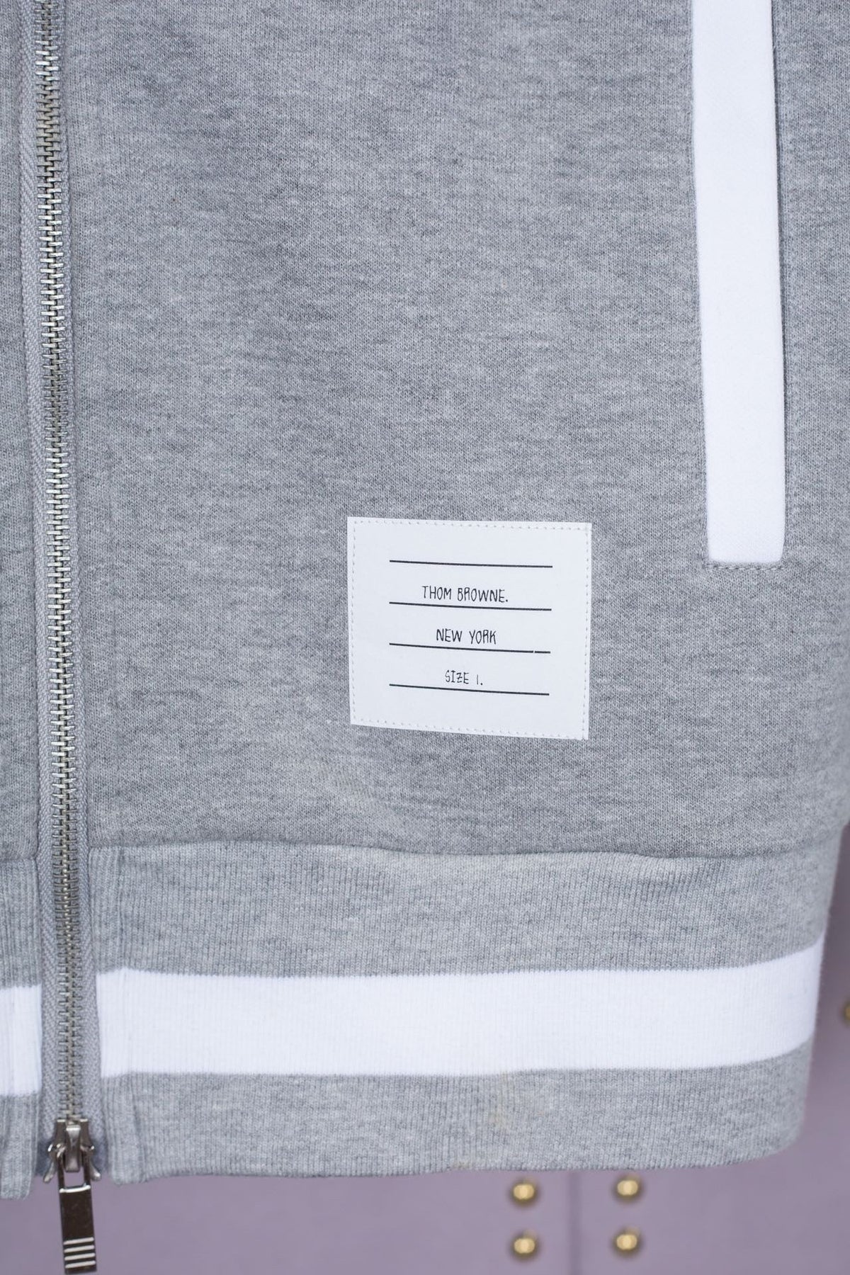 Grey Cotton Plain Zip-Through - Men's