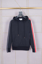 Grey Cotton Bar Stripe Pullover - Men's