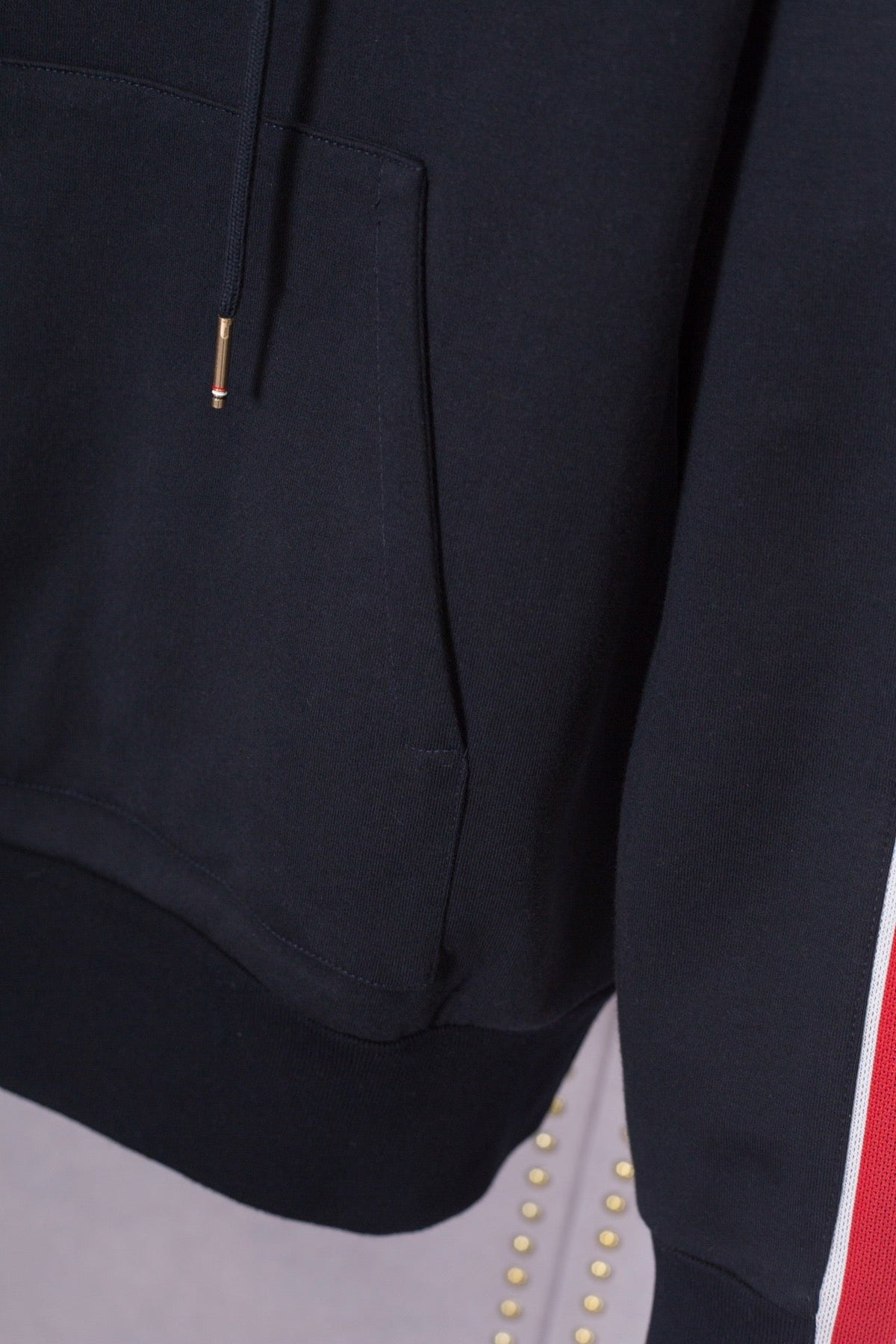 Grey Cotton Bar Stripe Pullover - Men's