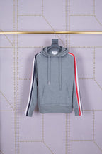 Grey Cotton Bar Stripe Pullover - Men's